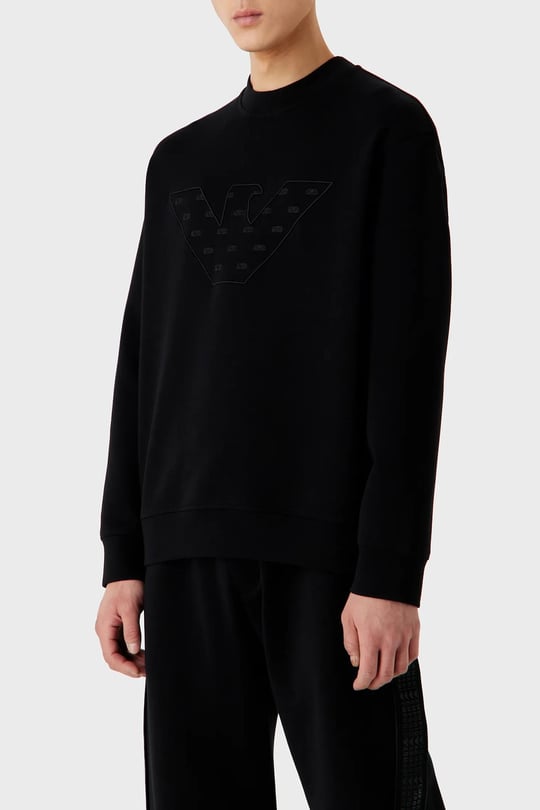 Emporio Armani Emporıo Armani Erkek Marka Logolu Uzun Kollu Rahat Siyah Sweatshirt 6R1ME7 1JHSZ-0999