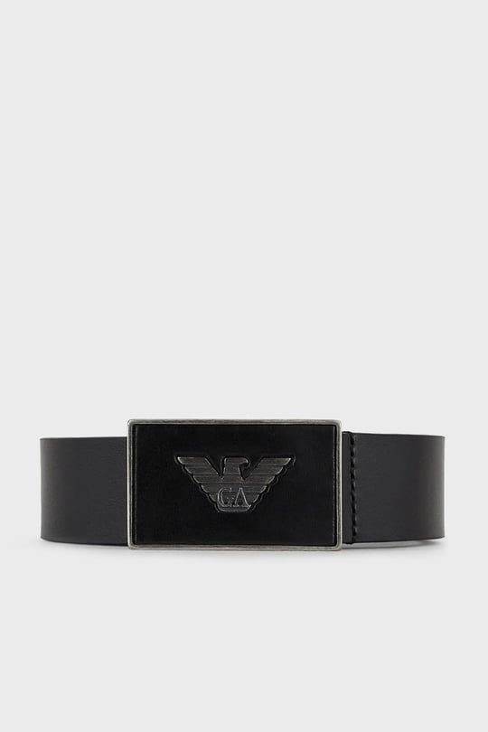 Emporio Armani Emporıo Armani Erkek Metal Toka Derili Marka Logolu Siyah Kemer Y4S196 YDC0G-001