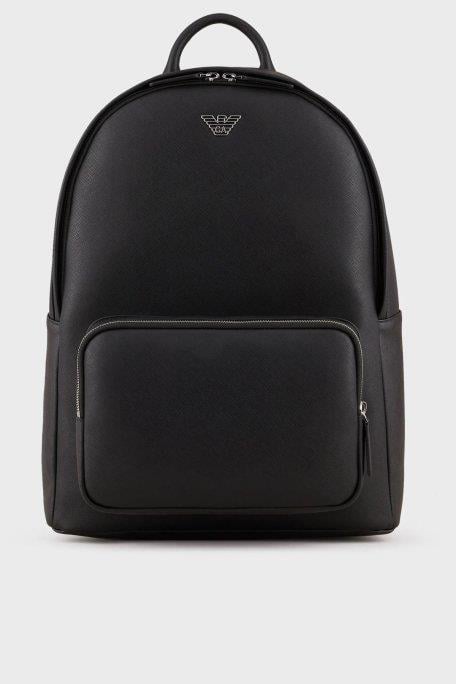 Emporio Armani Emporıo Armani Erkek Metalik Kartal Logolu Fermuarlı Ön Bölmeli Siyah Sırt Çantası Y4O250 Y138E-81072