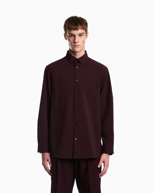 Emporio Armani Emporıo Armani Erkek Normal Kesim Esnek Kumaş Uzun Kollu Bordo Gömlek EM006690 AF27876-UA331