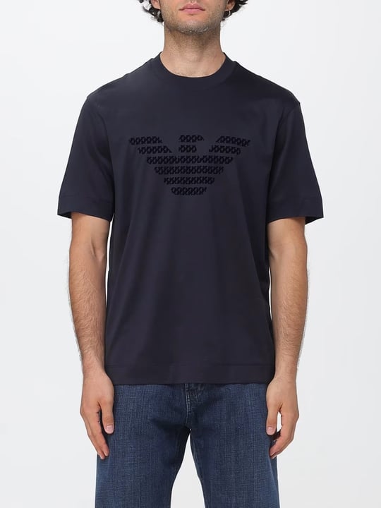 Emporio Armani Emporıo Armani Erkek Normal Kalıp Yuvarlak Yakalı Büyük Kadife Logolu Kısa Kollu Lacivert T-Shirt EM006770 AF10017-MB841