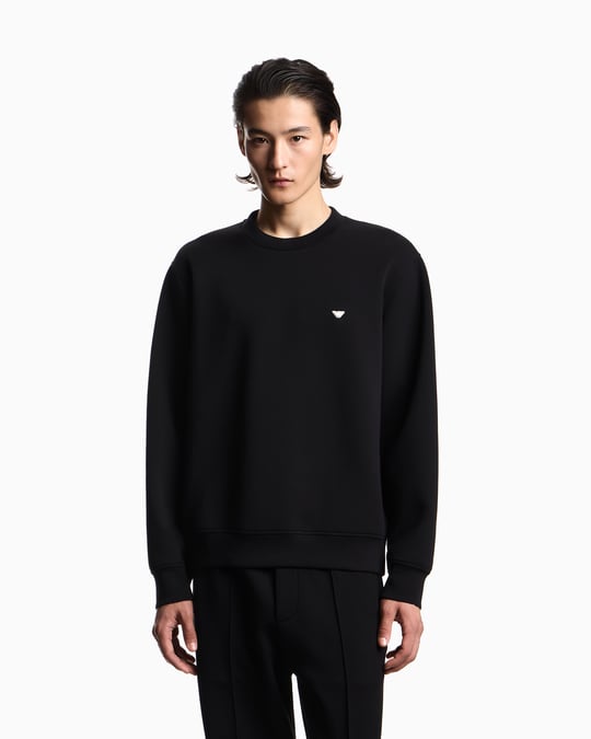 Emporio Armani Emporıo Armani Erkek Normal Kesim Yuvarlak Yakalı Mikro Kartal Logo Nakışlı Pamuklu Uzun Kollu Siyah Sweatshirt EM004533 AF10013-UC001
