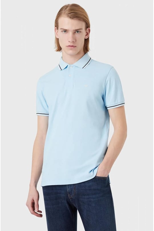 Emporio Armani Emporıo Armani Erkek Pamuklu Polo Yaka Kısa Kollu Günlük Kullanım Mavi Polo Yaka T-Shirt 8N1FB4 1JPTZ-0781