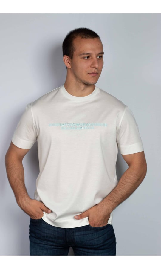 Emporio Armani Emporıo Armani Erkek Pamuklu Yuvarlak Yaka Marka Logolu 0166 T-Shirt 6R1TDI 1JUVZ-0166