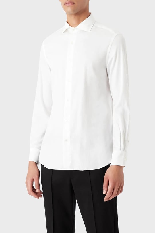 Emporio Armani Emporıo Armani Erkek Pamuklu Uzun Kollu Düğmeli Beyaz Gömlek 6L1C86 1N8JZ-F117