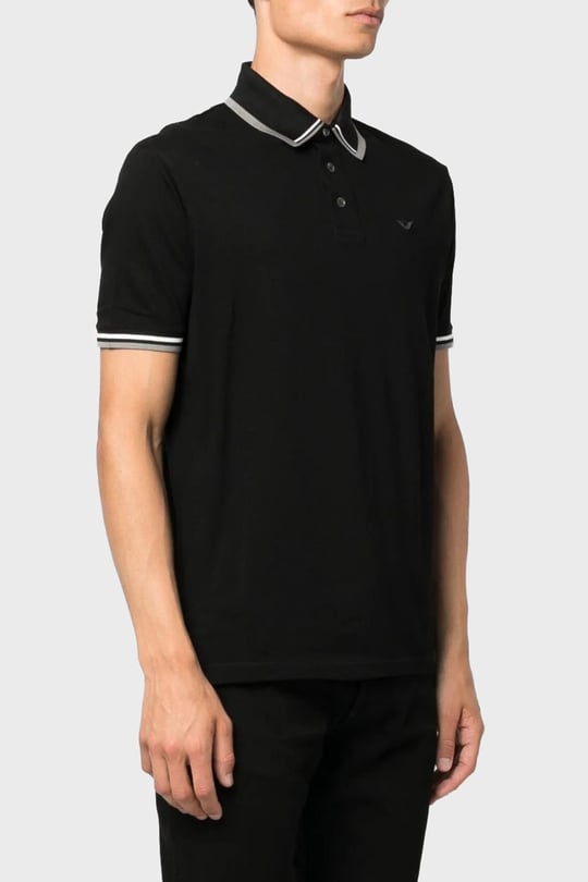 Emporio Armani Emporıo Armani Erkek Pamuklu Kısa Kollu Günlük Siyah Polo Yaka T-Shirt 6R1F82 1JTKZ-0999