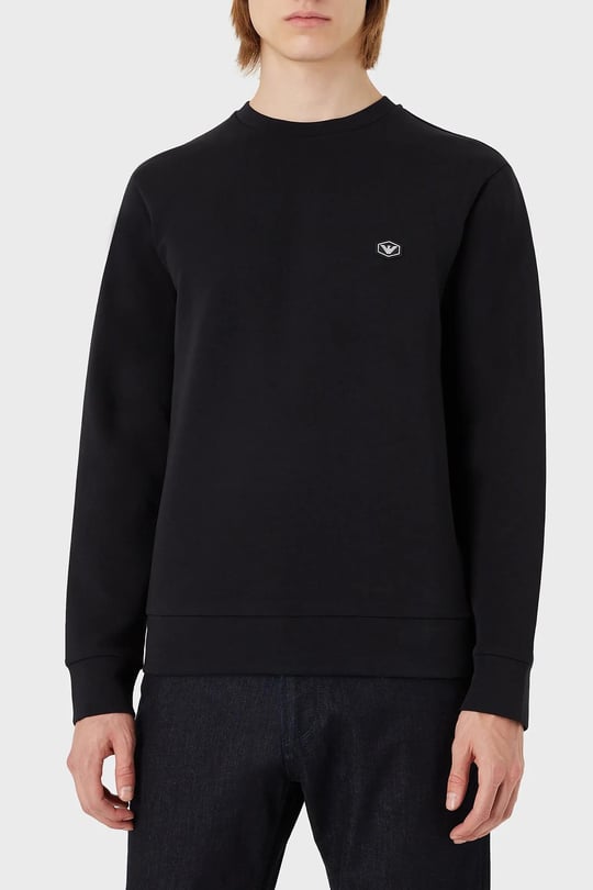 Emporio Armani Emporıo Armani Erkek Pamuklu Logo Detaylı Yuvarlak Yaka Lacivert Sweatshirt 8N1MD1 1JHSZ-0920