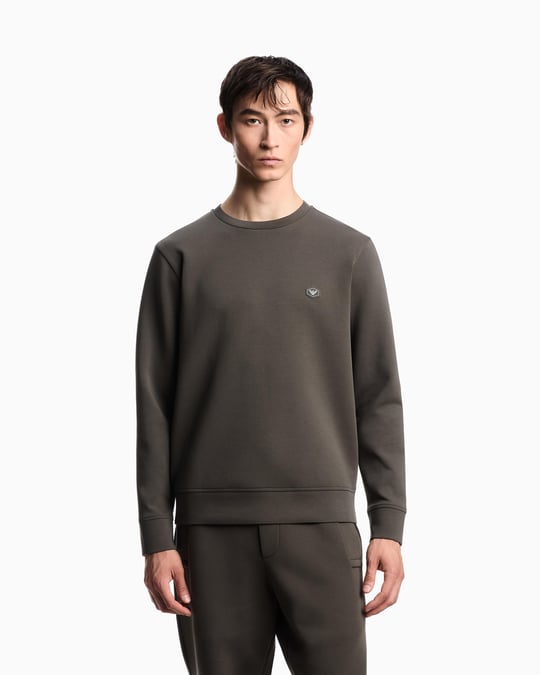 Emporio Armani Emporıo Armani Erkek Pamuklu Logo Detaylı Yuvarlak Yaka Haki Sweatshirt 8N1MD1 1JHSZ-U8120