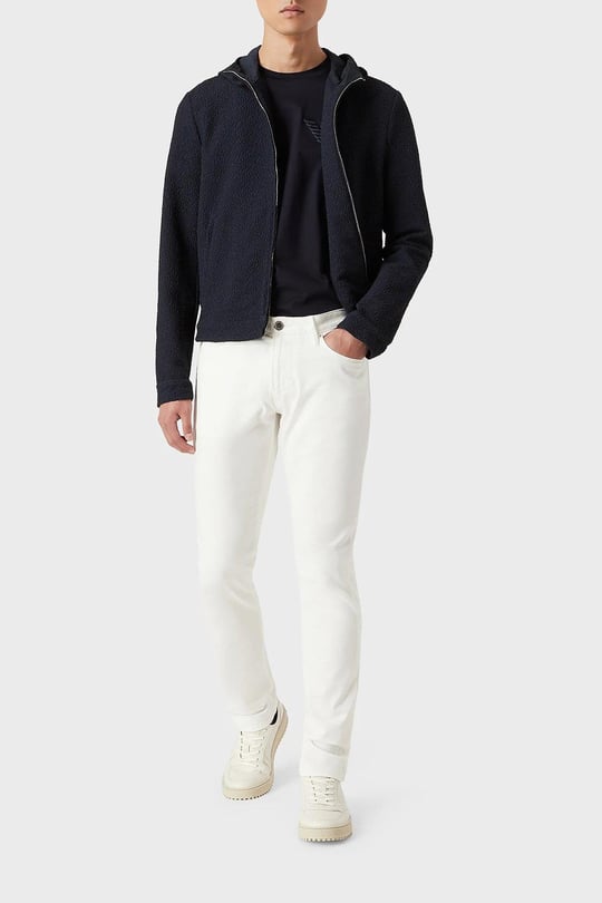 Emporio Armani Emporıo Armani Erkek Pamuklu Dokuma Kumaş Marka Logolu Beyaz Jeans 8N1J06 1GN0Z-0101