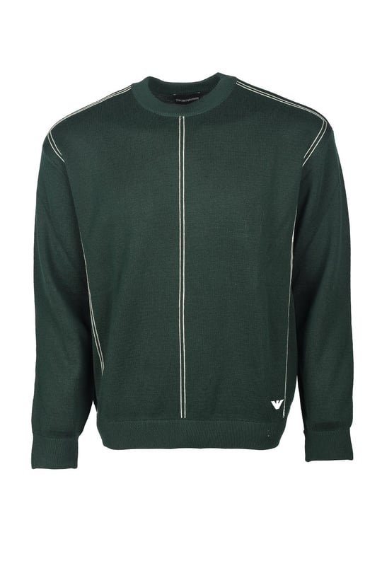 Emporio Armani Emporıo Armani Erkek Regular Fit Pamuklu Bisiklet Yaka Uzun Kollu Yeşil Kazak 6R1MX3 1MOZZ-0565