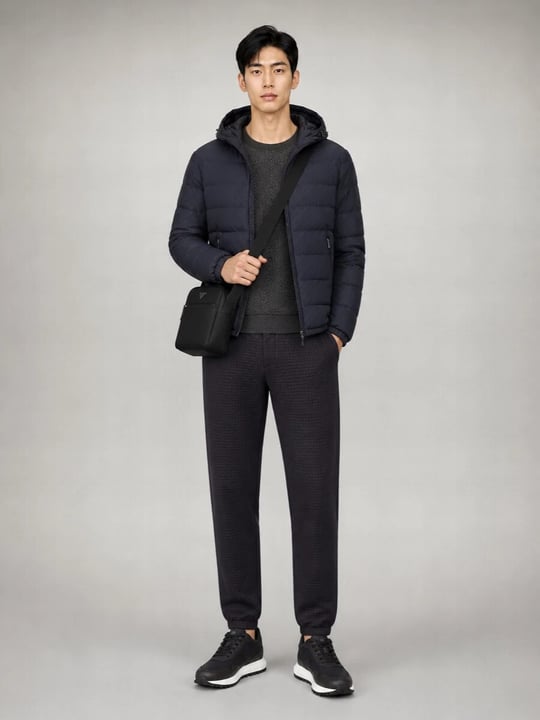 Emporio Armani Emporıo Armani Erkek Regular Fit Çift Taraflı Kullanılabilen Kapüşonlu Baskılı Fermuarlı Şişme Lacivert Mont EM006732 AF28007-FB058