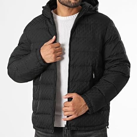 Emporio Armani Emporıo Armani Erkek Regular Fit Çift Taraflı Kullanılabilen Kapüşonlu Baskılı Fermuarlı Şişme Siyah Mont EM006732 AF28007-FC043