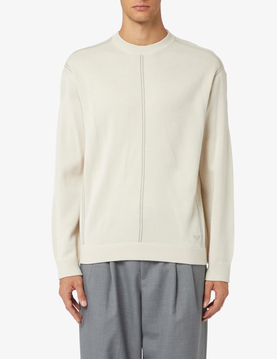 Emporio Armani Emporıo Armani Erkek Regular Fit Pamuklu Bisiklet Yaka Uzun Kollu Bej Kazak 6R1MX3 1MOZZ-0304