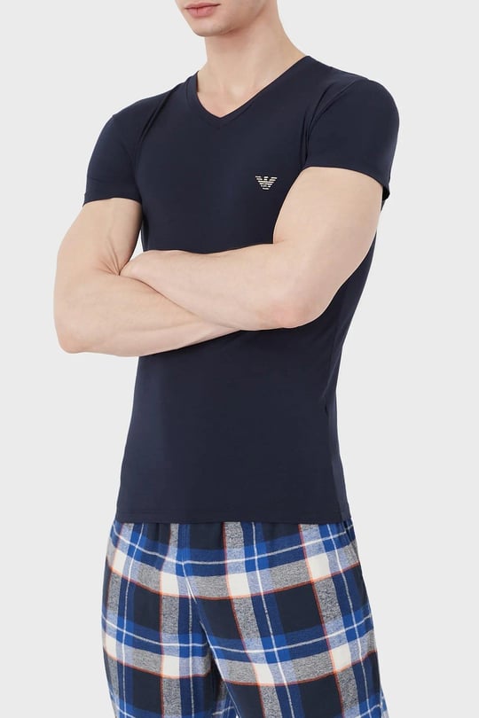 Emporio Armani Emporıo Armani Erkek Slim Fit Kısa Kollu Pamuklu Mavi T-Shirt 110810 2F511-00135