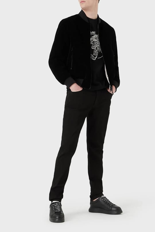 Emporıo Armani Erkek Slim Fit Düz Fermuarlı Siyah Jeans