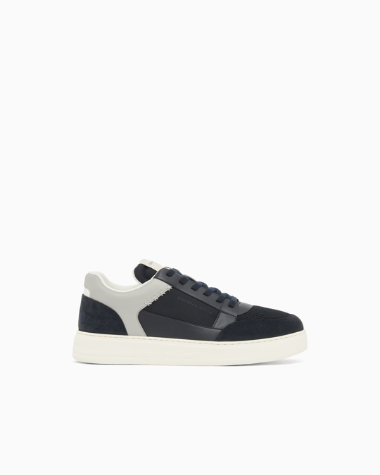 Emporio Armani Emporıo Armani Erkek Süet Ve File Detaylar Bağcıklı Kauçuk Taban Lacivert Sneaker EM004836 AF24321-MB617