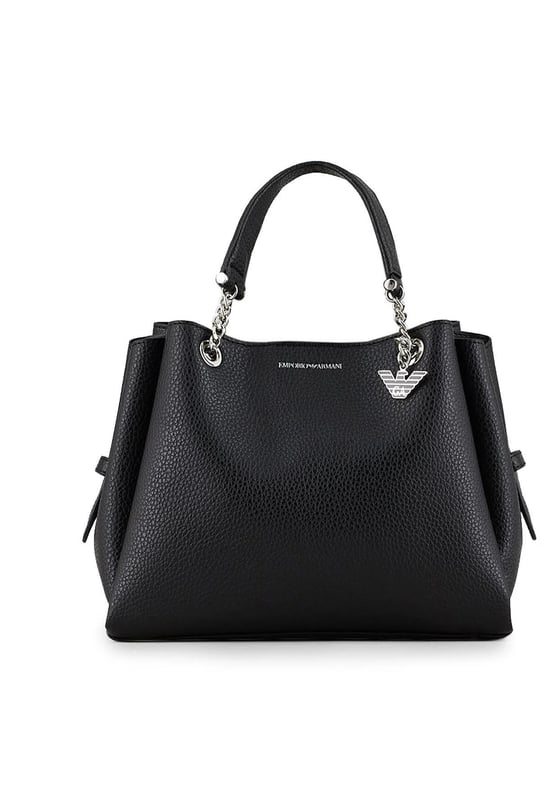 Emporio Armani Emporıo Armani Kadın Logolu Deri Fermuarlı Günlük Kullanım Siyah Omuz Çantası Y3D159 YFN6E-SIYAH