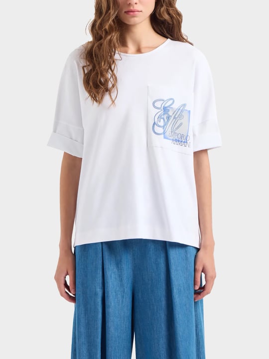 Emporio Armani Emporıo Armani Kadın Marka Logolu Kısa Kol Yuvarlak Yaka Beyaz T-Shirt 3D2M7X 2JJKZ-0100