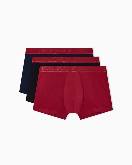 Emporio Armani Emporıo Body Erkek Beli Lastikli Pamuklu Slim Fit 3'lü Kırmızı Boxer EM000259 AF10780-M5058