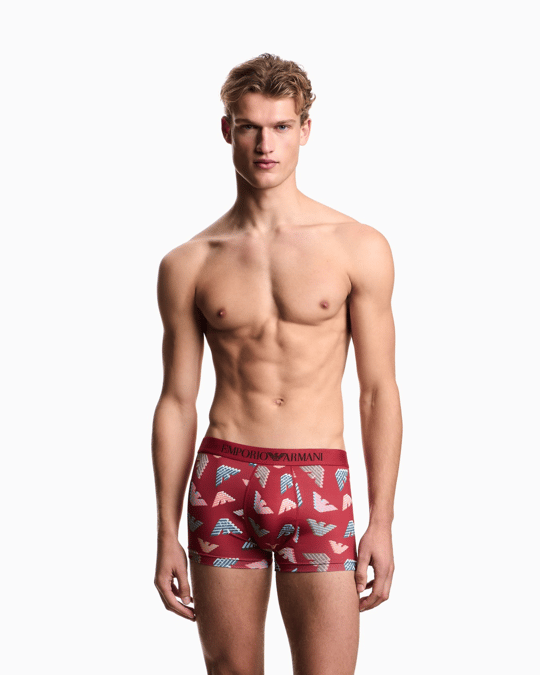 Emporio Armani Emporıo Body Erkek Kartal Logo Desenli Elastik Bel Bantlı Kırmızı Boxer EM000232 AF19107-F5073