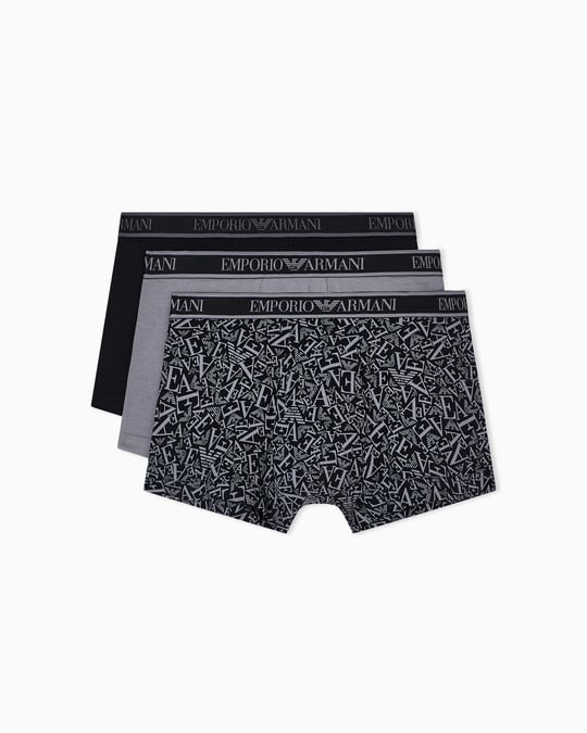 Emporio Armani Emporıo Body Erkek Logolu Elastik Bantlı Streç Pamuklu 3'lü Siyah Boxer EM000370 AF10779-MC198