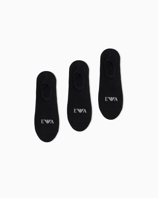 Emporio Armani Emporıo Body Erkek Logo Detaylı Nefes Alabilen Pamuklu Üçlü Paket Kısa Siyah Çorap EM000548 AF26377-UC001