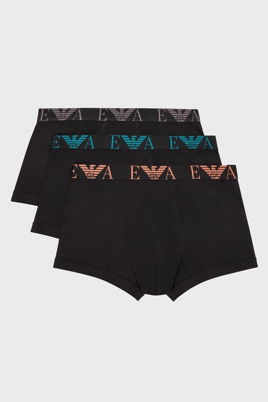 EMPORIO ARMANI Emporıo Body Erkek Pamuklu Beli Logolu Lastikli 3'lü Siyah Boxer EM000259 AF10778-MC061