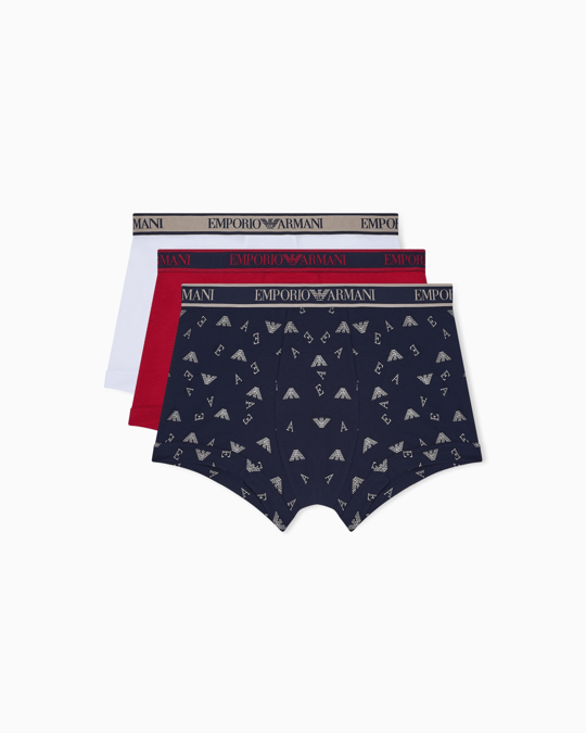 Emporio Armani Emporıo Body Erkek Üçlü Paket Esnek Pamuklu Elastik Bel Bantlı Desenli Çok Renkli Boxer EM000370 AF20669-M5080