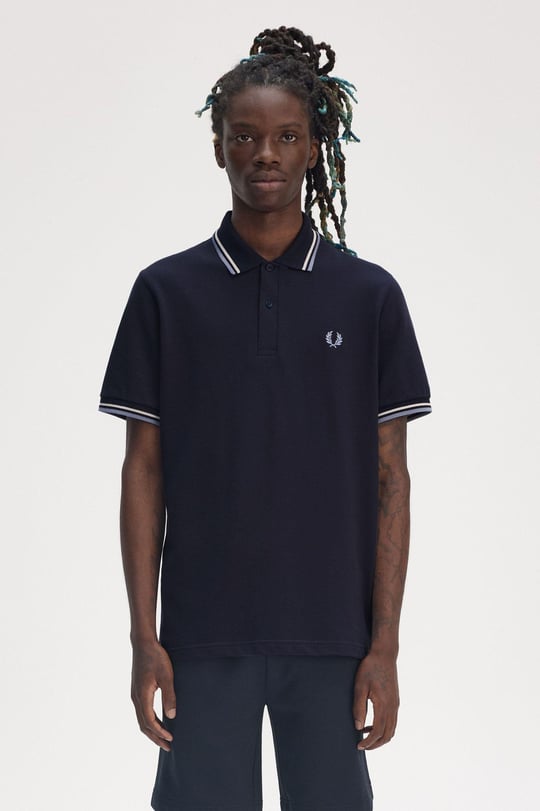Fred Perry Fred Perry Erkek Çift Manşet ve Yaka Detaylı Kısa Kollu Geleneksel Üretim Lacivert T-Shirt M12-Y84