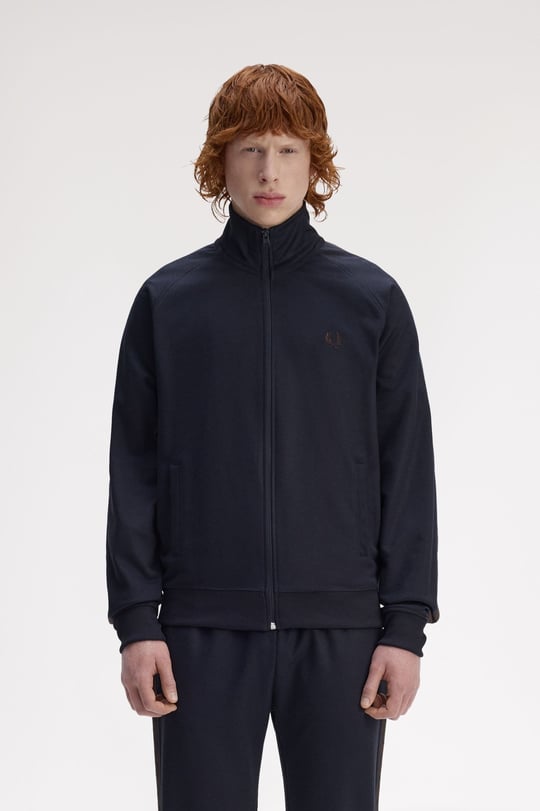 Fred Perry Fred Perry Erkek Omuzdan Kola Marka İşlemeli Huni Yaka Lacivert Eşofman Üstü J5557-40A