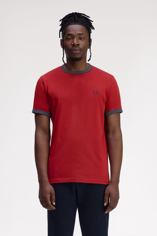 Fred Perry Fred Perry Erkek Pamuklu Jarse Kumaş Manşet ve Yuvarlak Yakalı Kısa Kollu Y35 T-Shirt M3519-Y35