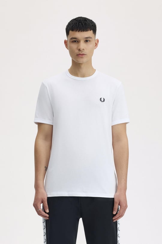 Fred Perry Fred Perry Erkek Pamuklu Jarse Kumaş Manşet ve Yuvarlak Yakalı Kısa Kollu 100 T-Shirt M3519-100