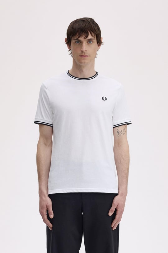Fred Perry Fred Perry Erkek Regular Fit Kısa Kollu Şerit Detaylı 100 T-Shirt M1588-100