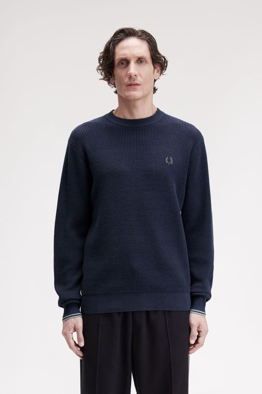 Fred Perry Fred Perry Erkek Sol Göğüste İşlenmiş Defne Çelengi Logosu Yuvarlak Yaka Uzun Kol Lacivert Sweatshirt K6507-738
