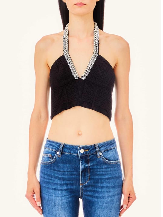 Liu Jo Lıu Jo Kadın Boyundan Bağlamalı Crop Boy Kolsuz Siyah CROP MA4153J4061-22222