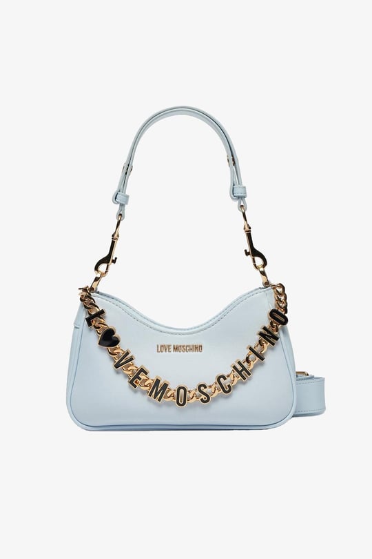 Love Moschino Love Moschino Kadın Deri Logo ve Zincir Detaylı Mavi Omuz Çantası JC4070PP1ML13-71A