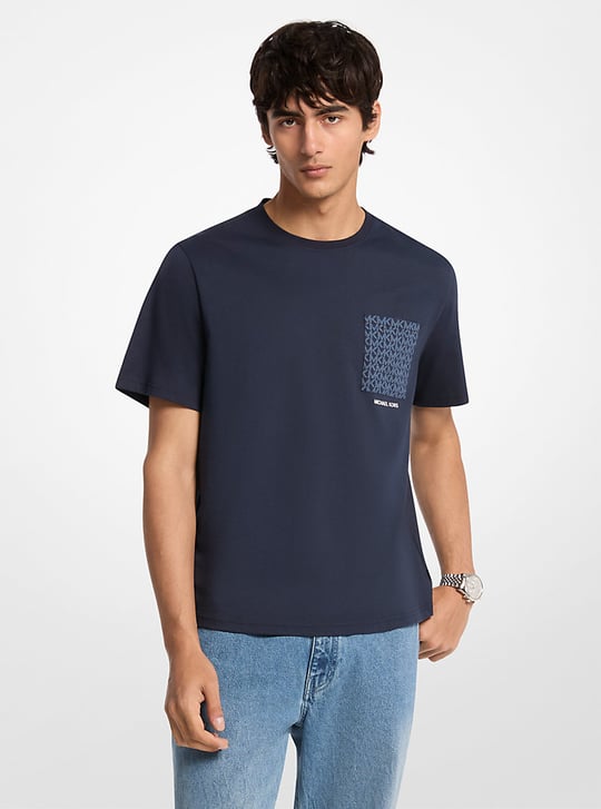 Michael Kors Michael Kors Erkek Bisiklet Yaka Kısa Kol Günlük Lacivert T-Shirt CR652T1FV4-MIDNIGHT