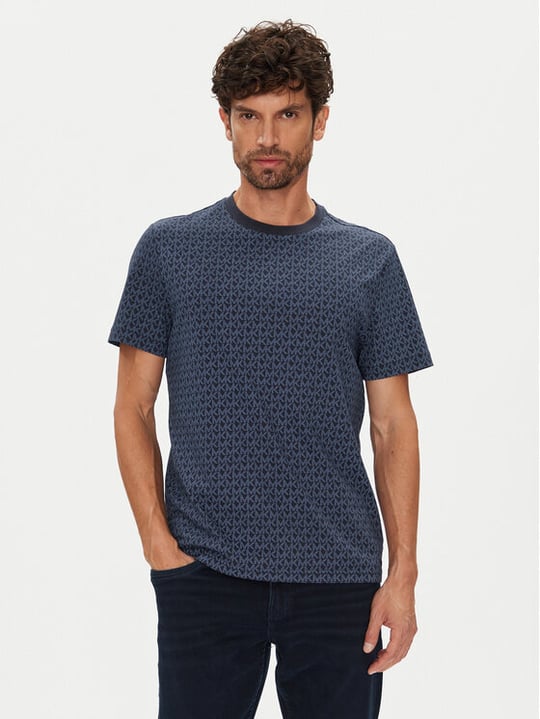 Michael Kors Michael Kors Erkek MK Desen Kısa Kol Bisiket Yaka Regular Fit Lacivert T-Shirt CS5529A5KS-MIDNIGHT