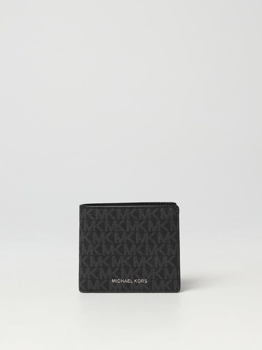 Michael Kors Michael Kors Erkek Nakit Para Bölmeli Monogram Logo Desenli Kanvas Kumaş Siyah Cüzdan 39F9LGYF5P-BLACK