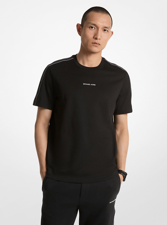 Michael Kors Michael Kors Erkek Pamuklu Bisiklet Yaka Kısa Kollu Siyah T-Shirt CT4524E1V2-BLACK
