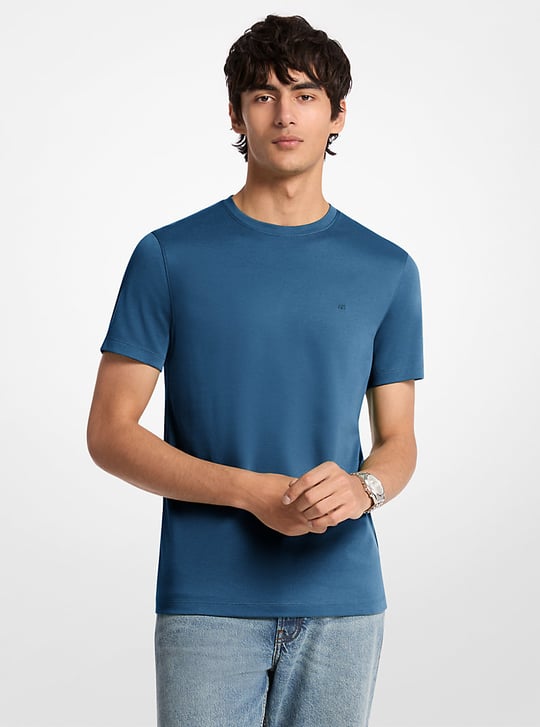 Michael Kors Michael Kors Erkek Regular Fit Bisiklet Yaka Marka Logolu Kısa Kollu Mavi T-Shirt CF15FJ2C93-RIVER BLUE