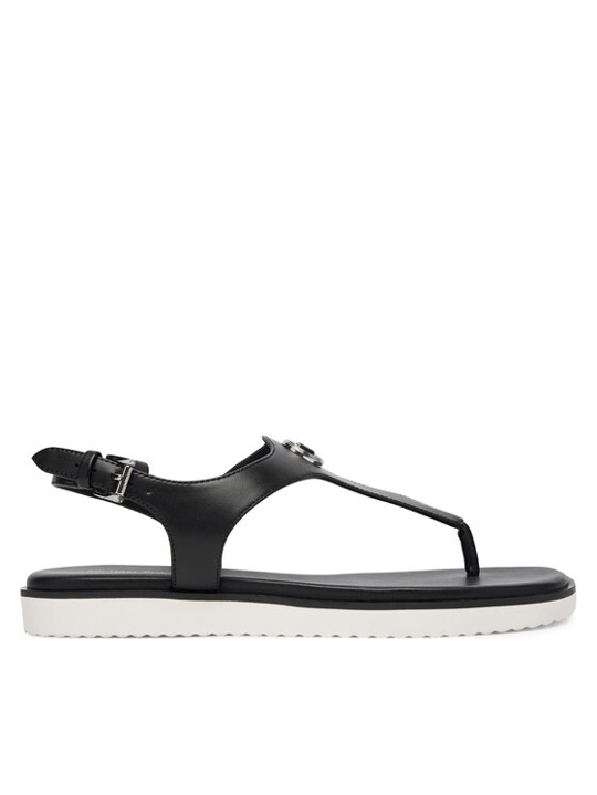 Michael Kors Michael Kors Kadın Metalik Logo Detaylı Rahat Taban Deri Siyah Sandalet 40R6VAFS2L-BLACK