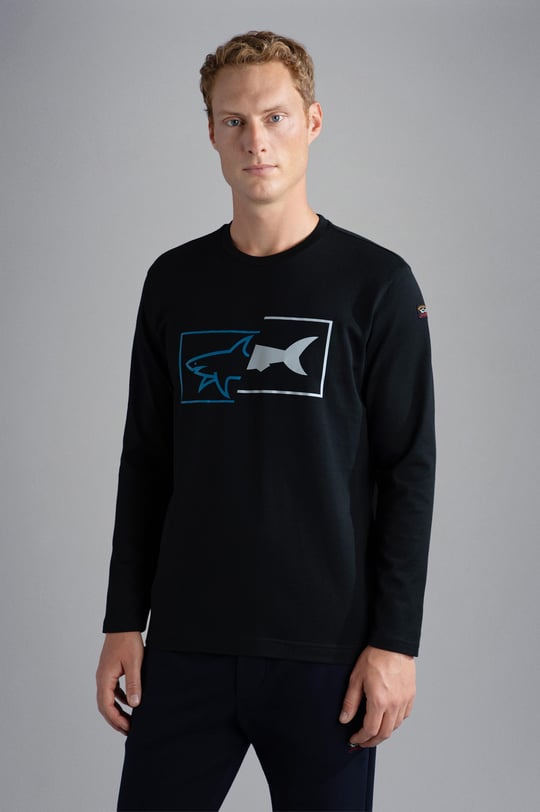 Paul Shark Paul Shark Erkek Baskılı Organik Pamuklu Siyah T-Shirt 12311649-011