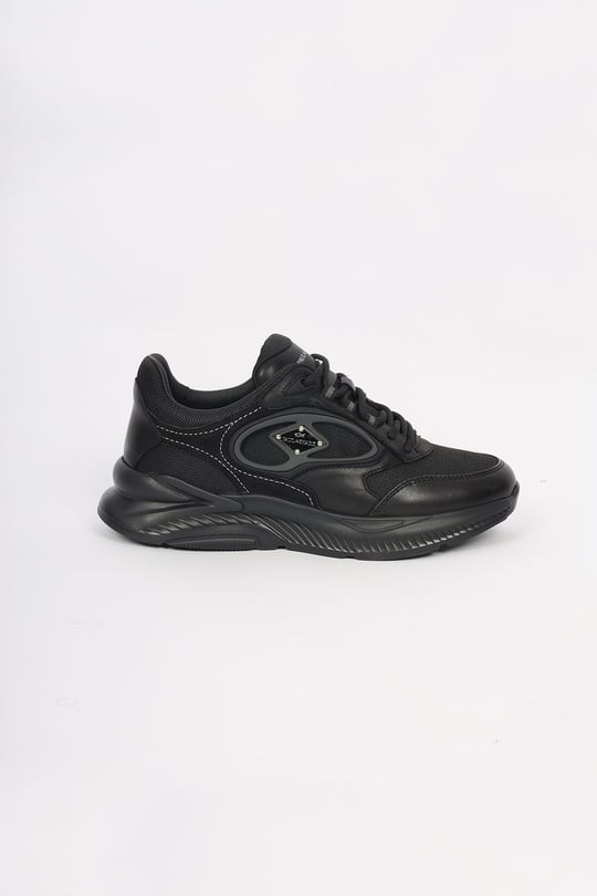 Paul Shark Paul Shark Erkek Deri ve File Detaylı Nefes Alabilen Düşük Bilekli Siyah Sneaker 16318020-011