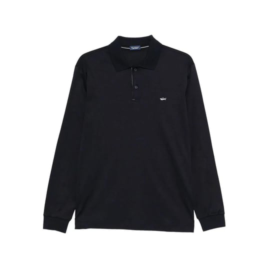 Paul Shark Paul Shark Erkek Düğme Kapama Uzun Kol Polo Yaka Reqgular Fit Lacivert-Gümüş Polo Yaka T-Shirt 15311727-50F