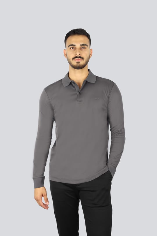 Paul Shark Paul Shark Erkek Düğme Kapama Uzun Kol Polo Yaka Reqgular Fit Gri Polo Yaka T-Shirt 15311727-94D