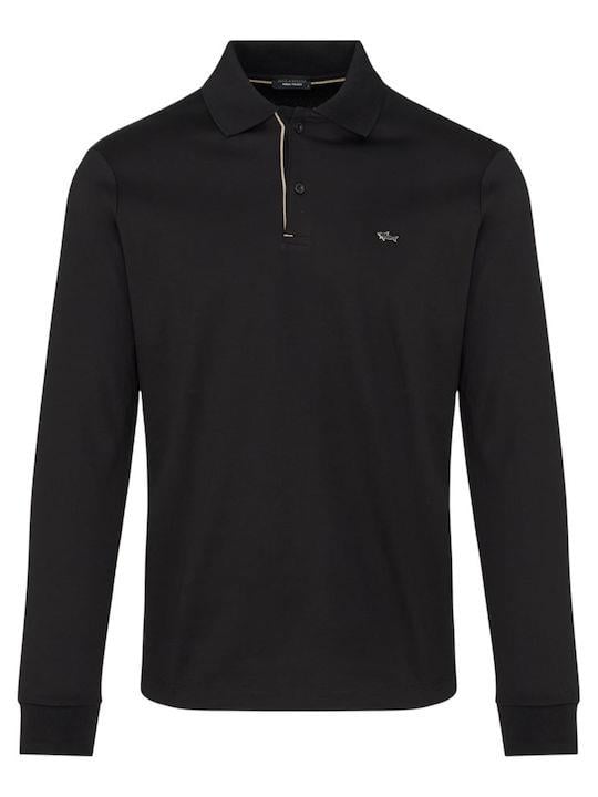 Paul Shark Paul Shark Erkek Düğme Kapama Uzun Kol Polo Yaka Reqgular Fit Siyah-Altın Polo Yaka T-Shirt 15311727-11G