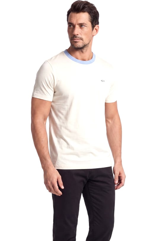Paul Shark Paul Shark Erkek Kısa Kol Bisiklet Yaka Rahat Kesim Beyaz T-Shirt 26411011SMA-108