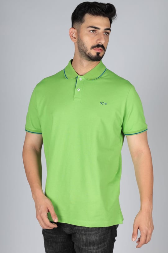 Paul Shark Paul Shark Erkek Logolu Basic Regular Fit Kısa Kollu Yeşil Polo Yaka T-Shirt 22411254-197