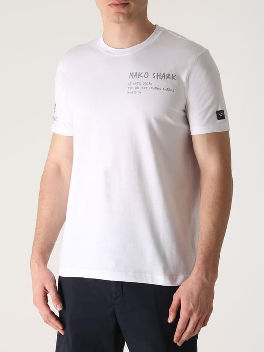 Paul Shark Paul Shark Erkek Logolu Basic Regular Fit Kısa Kollu Beyaz T-Shirt 23411104-010